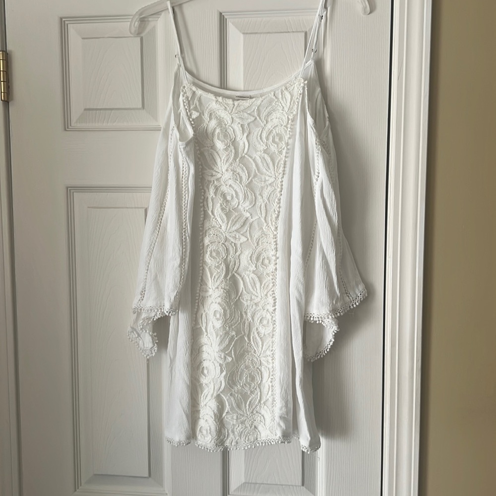 White bell sleeve beach cover up